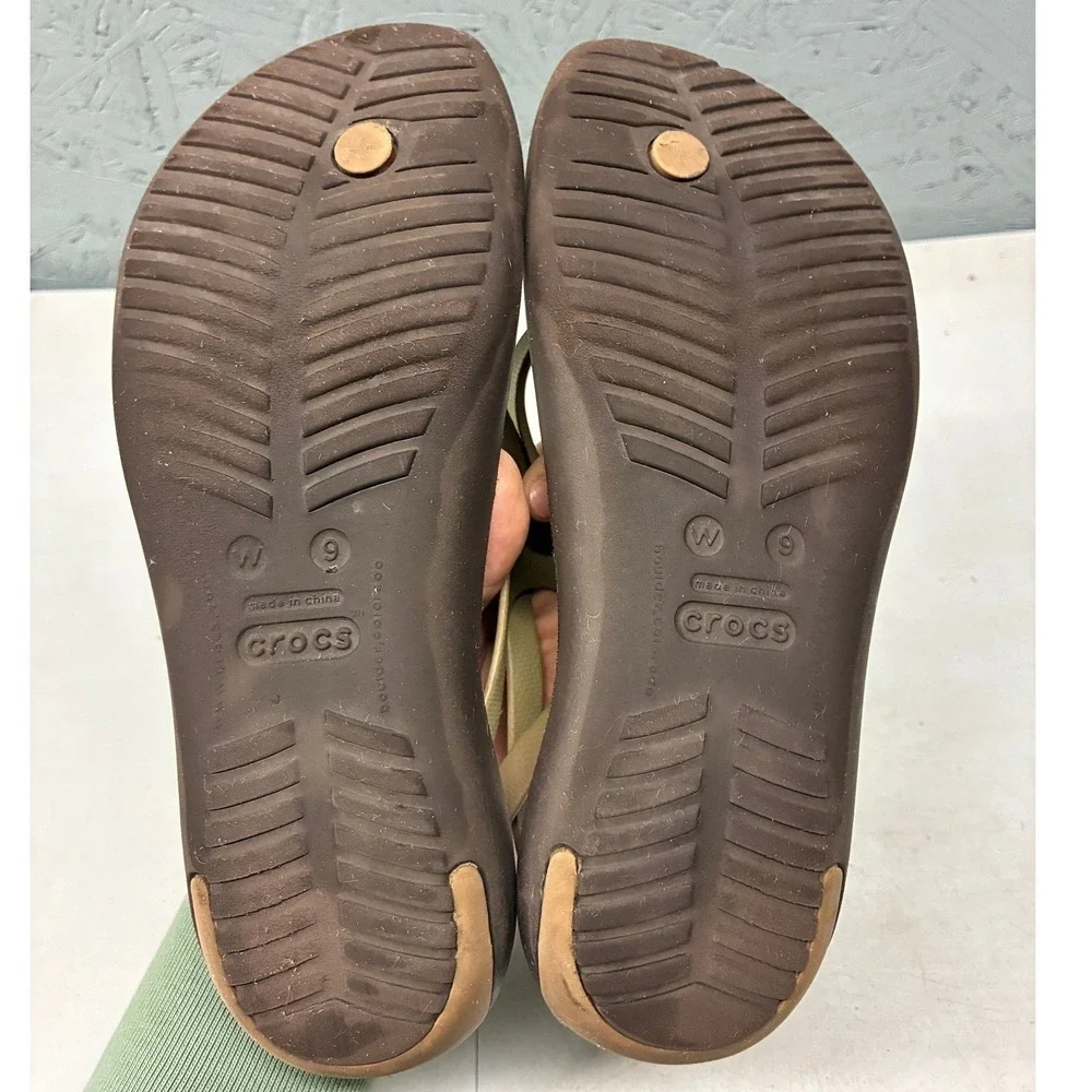 Crocs Sexi Flip Sandals Women's 9 Brown Ankle Strap Casual Beach Comfort - Picture 9 of 12